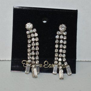 Clear 3 String Dangle Earrings